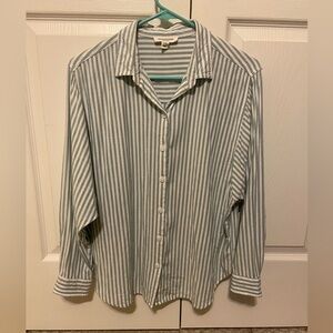 BeachLunchLounge long sleeve striped button down top size L, coastal grandma